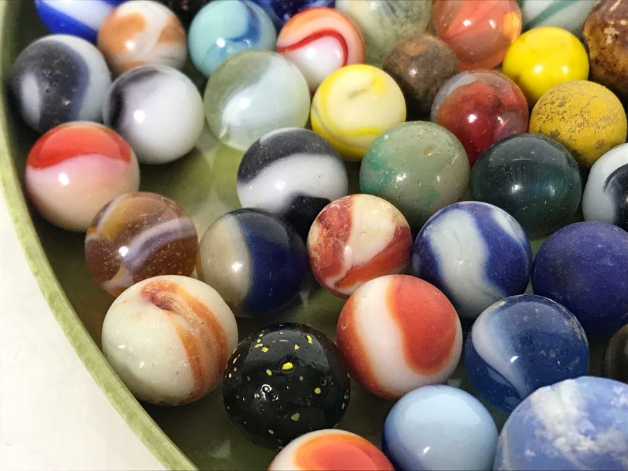 Tray Filled With Vintage Glass Marbles 10'R - See Photos [Photo 8]