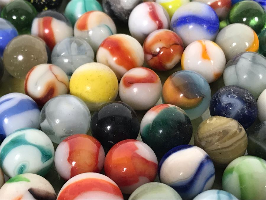Tray Filled With Vintage Glass Marbles 10'R - See Photos [Photo 13]