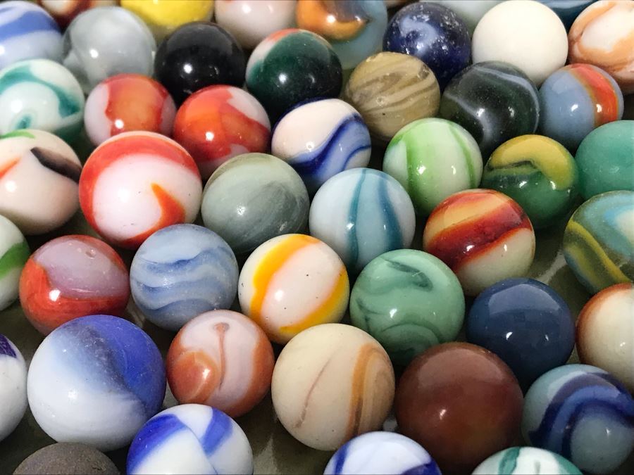 Tray Filled With Vintage Glass Marbles 10'R - See Photos [Photo 10]