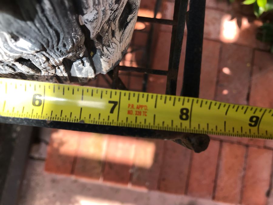 Metal 2-Tier Plant Stand 8W X 28H With Resin Owl Sculpture 16H [Photo 5]