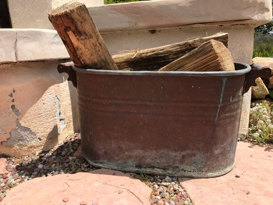 Copper Handled Bucket With Firewood 26W X 13D X 13H [Photo 4]
