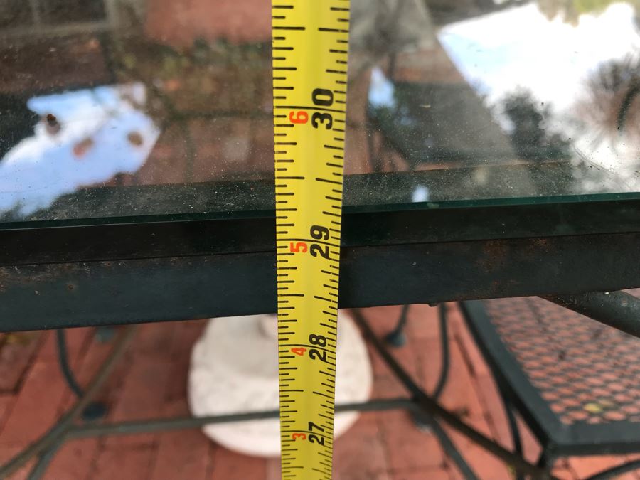 Wrought Iron Outdoor Patio Table With Glass Top And (4) Chairs 54W X 30D X 29.5H [Photo 8]