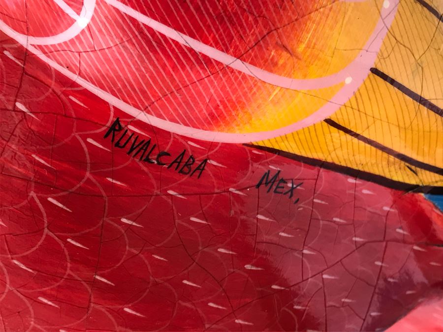 Large Vintage Hand Painted Parrot Sculpture Signed Ruvalcaba Mexico 17W X 43H [Photo 6]