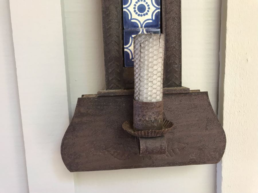 Metal Painted Tile Cross Candle Holder 23W X 25H [Photo 4]