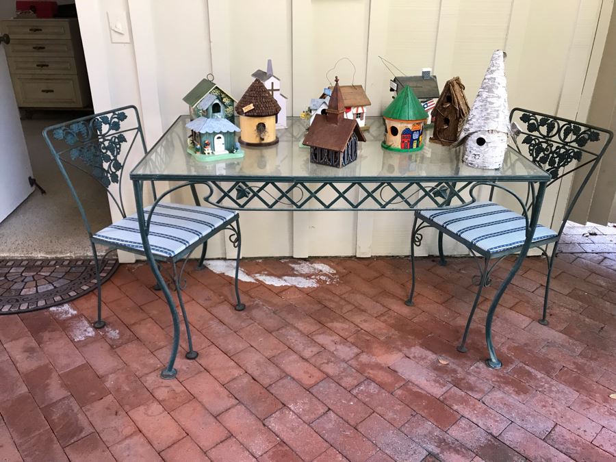 Wrought Iron Outdoor Patio Table With (2) Chairs 48W X 31D X 29.5H [Photo 2]