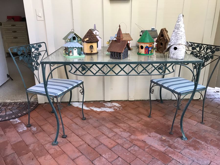 Wrought Iron Outdoor Patio Table With (2) Chairs 48W X 31D X 29.5H [Photo 3]