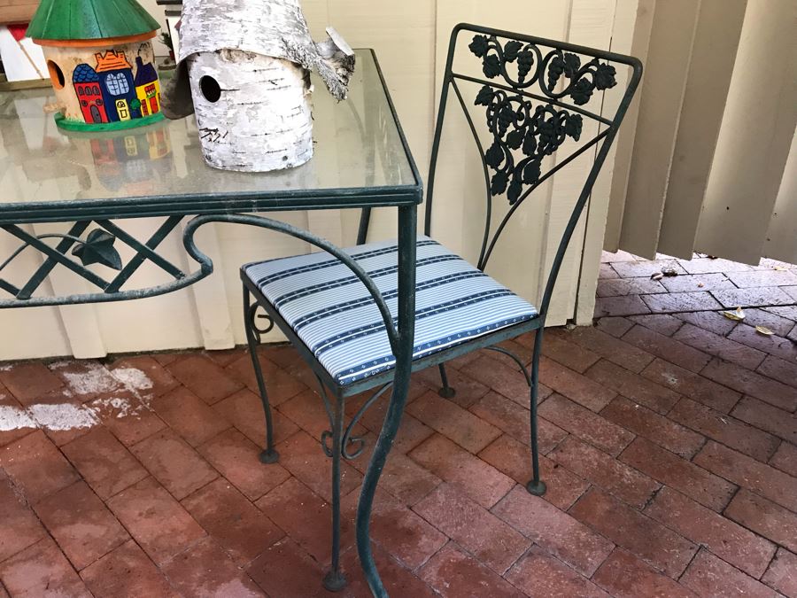 Wrought Iron Outdoor Patio Table With (2) Chairs 48W X 31D X 29.5H [Photo 4]