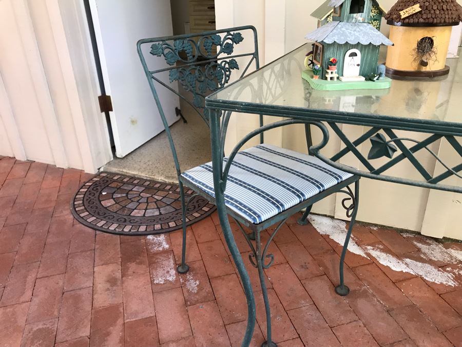 Wrought Iron Outdoor Patio Table With (2) Chairs 48W X 31D X 29.5H [Photo 5]