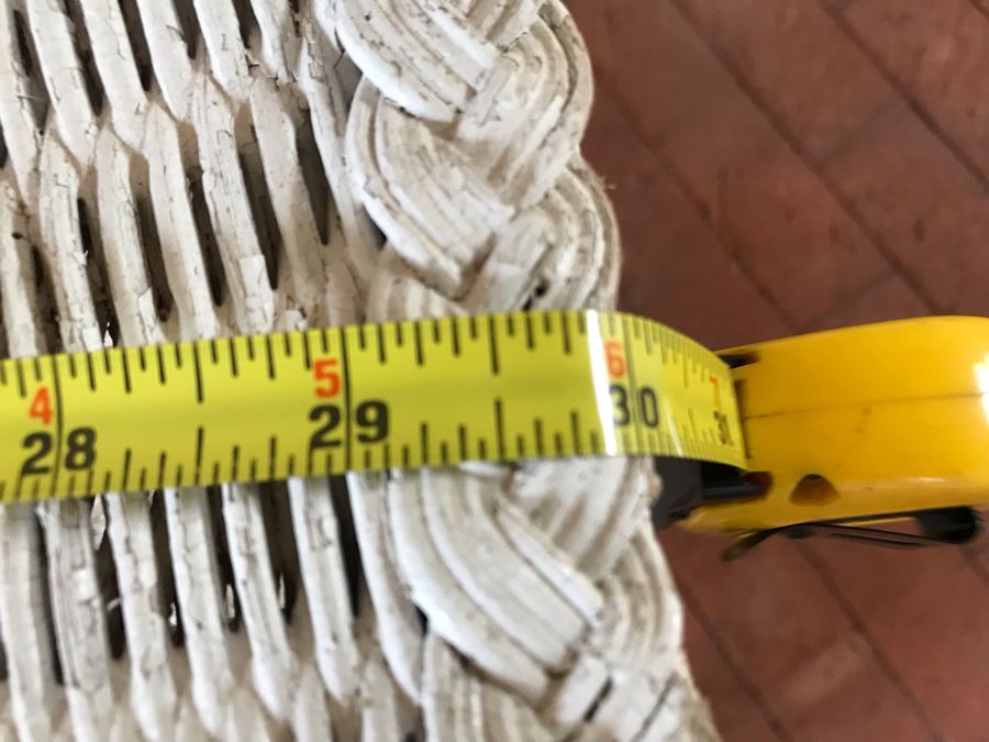 Pair Of Vintage Wicker Armchairs 30W With Small Side Table Painted White [Photo 6]