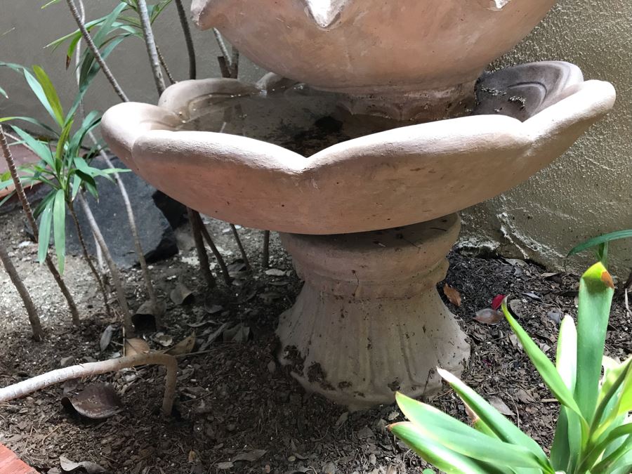 3-Tier Shell Motif Outdoor Cement Water Fountain 27W X 39H [Photo 5]