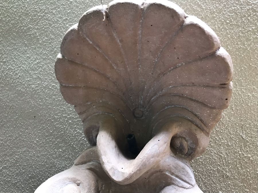 3-Tier Shell Motif Outdoor Cement Water Fountain 27W X 39H [Photo 4]