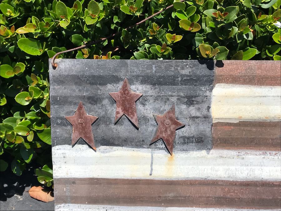 Painted Metal American Flag Sculpture Wall Hanging 24W X 13H [Photo 3]