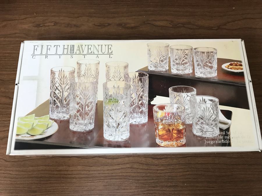 Fifth Avenue Crystal Set Portico 12 Barware Glasses MSRP $100