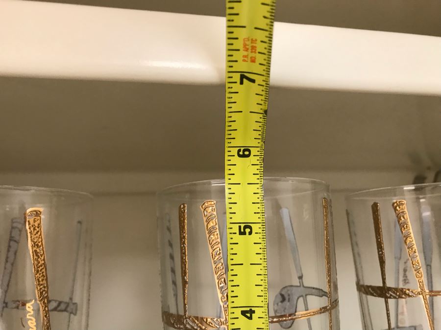 Set Of (4) Vintage 1960s George Briard Golf Motif Barware Glasses 5.5H [Photo 8]