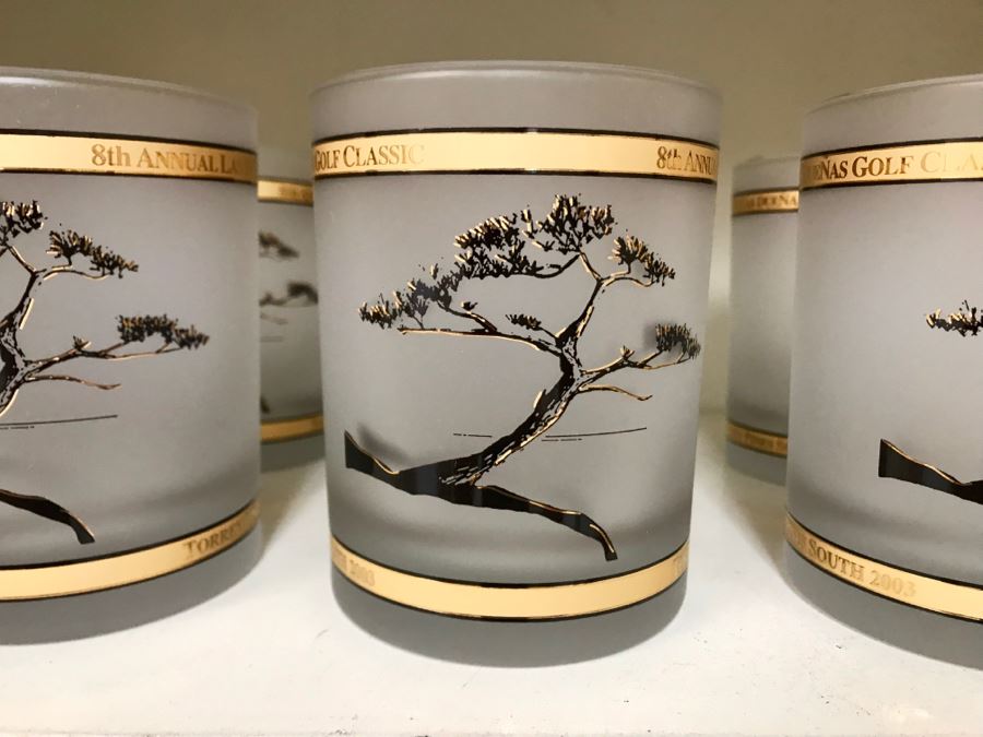 Set Of (8) Torrey Pines South 2003 Barware Glasses 8th Annual Las Duenas Golf Classic 4H [Photo 2]