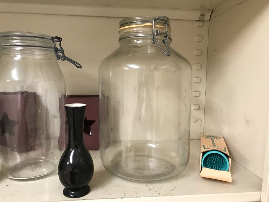 Collection Of Various Vases, Containers, Bowls, Flower Frogs (All Items Shown On Both Shelves) [Photo 6]