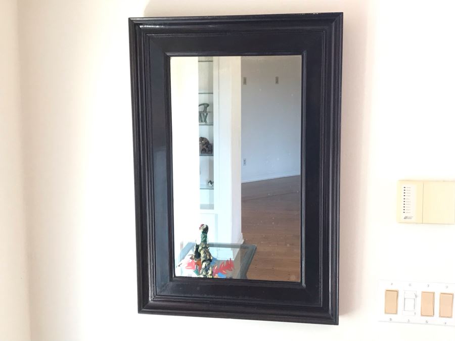 Wooden Wall Mirror Painted Black 21.5W X 31.5H