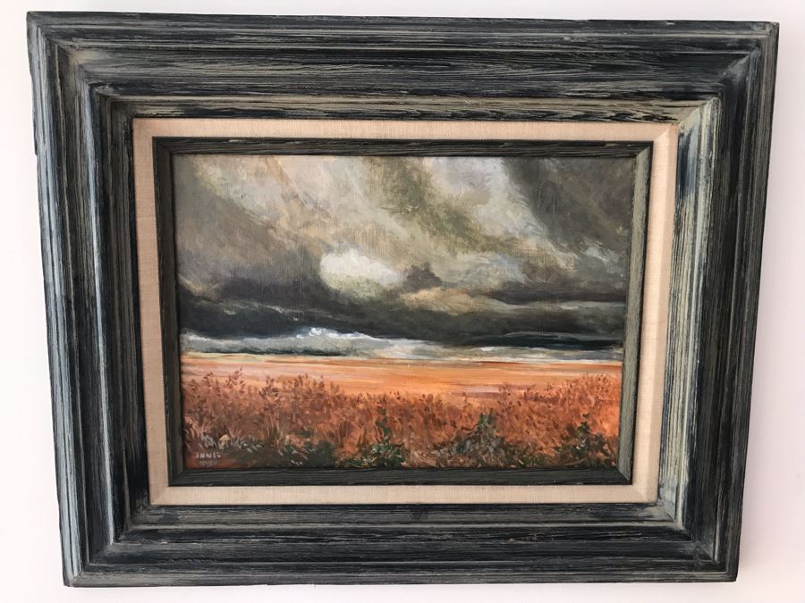 Original Signed Oil Painting On Masonite Titled 'Wheat' 21.5W X 17.5H