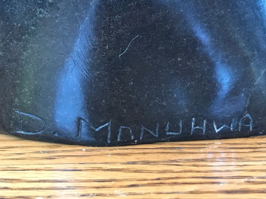 Large Impressive Carved Stone Animal Sculpture By Damian Manuhwa Signed D. Manuhwa Zimbabwe Carved Out Of Serpentine Stone 20H X 9W X 7D [Photo 9]