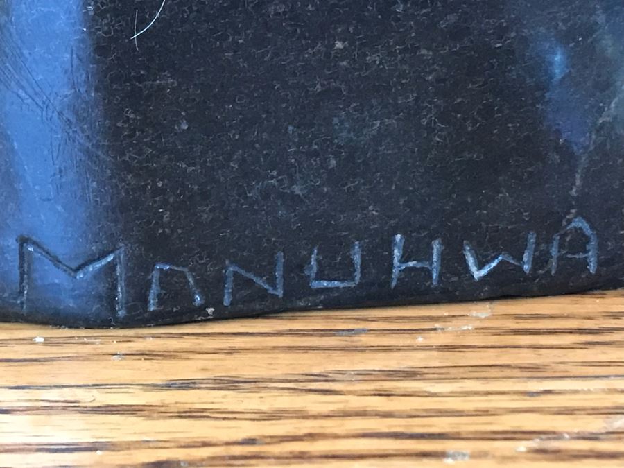 Large Impressive Carved Stone Animal Sculpture By Damian Manuhwa Signed D. Manuhwa Zimbabwe Carved Out Of Serpentine Stone 20H X 9W X 7D [Photo 11]