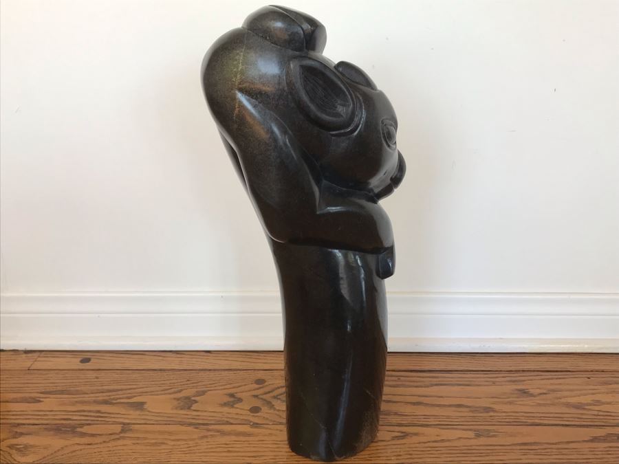 Large Impressive Carved Stone Animal Sculpture By Damian Manuhwa Signed D. Manuhwa Zimbabwe Carved Out Of Serpentine Stone 20H X 9W X 7D [Photo 12]