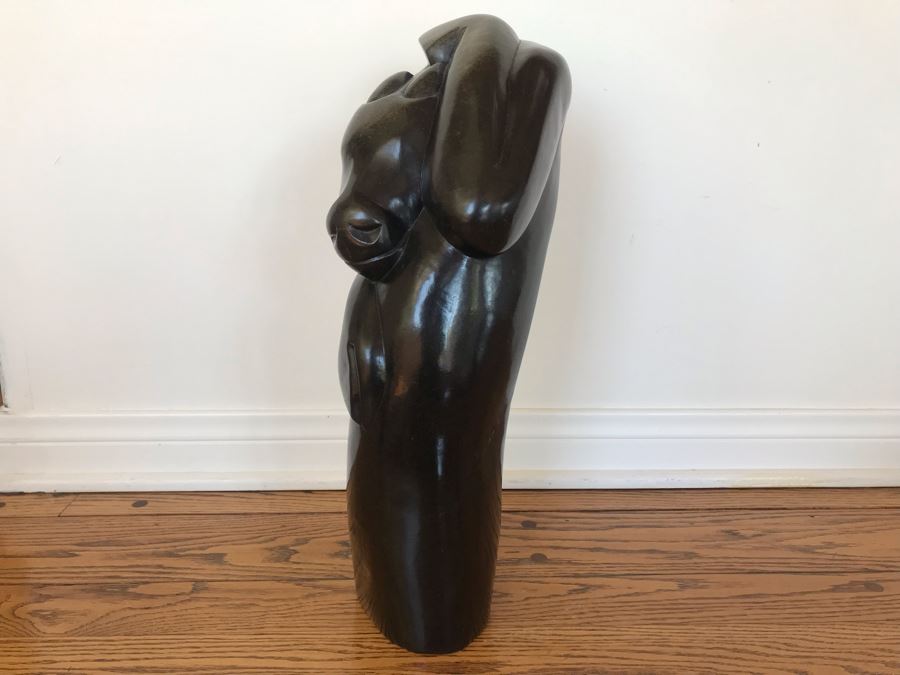 Large Impressive Carved Stone Animal Sculpture By Damian Manuhwa Signed D. Manuhwa Zimbabwe Carved Out Of Serpentine Stone 20H X 9W X 7D [Photo 7]