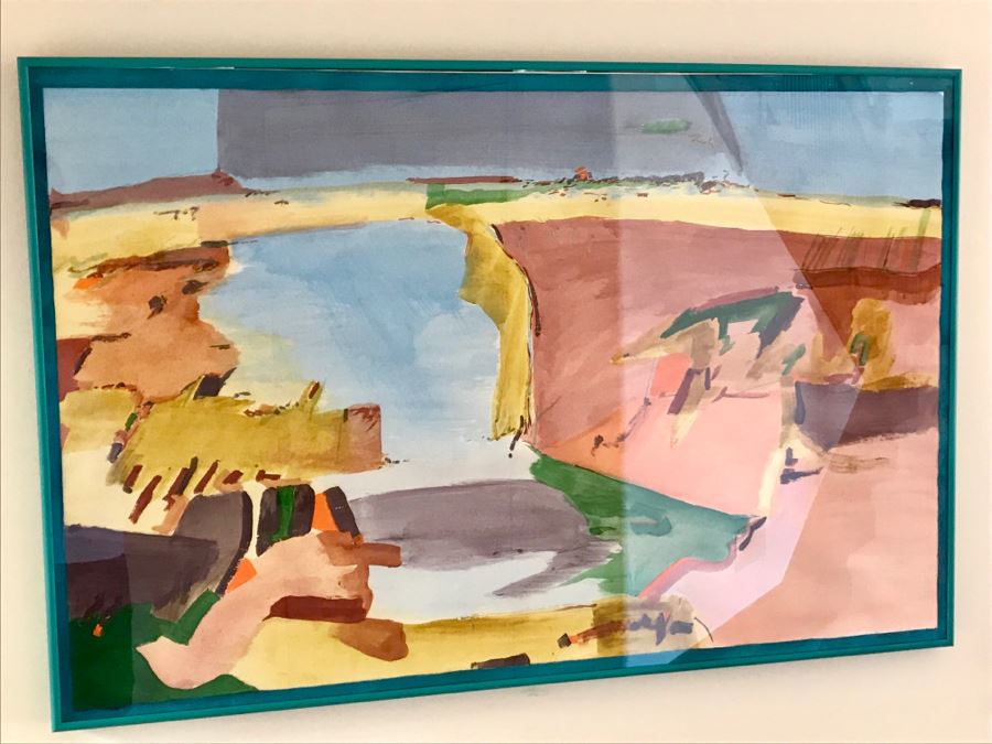 JUST ADDED - 1981 Original Abstract Painting Signed By Walter ? Last Name Illegible (See Photos For Signature) 40 X 26 [Photo 8]