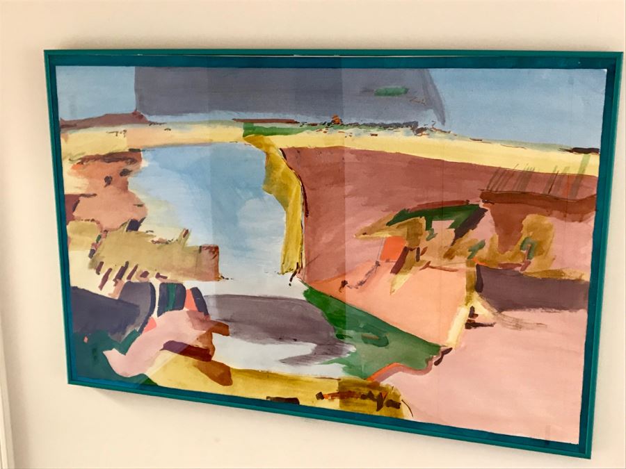 JUST ADDED - 1981 Original Abstract Painting Signed By Walter ? Last Name Illegible (See Photos For Signature) 40 X 26 [Photo 2]