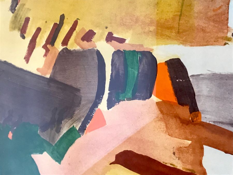 JUST ADDED - 1981 Original Abstract Painting Signed By Walter ? Last Name Illegible (See Photos For Signature) 40 X 26 [Photo 4]