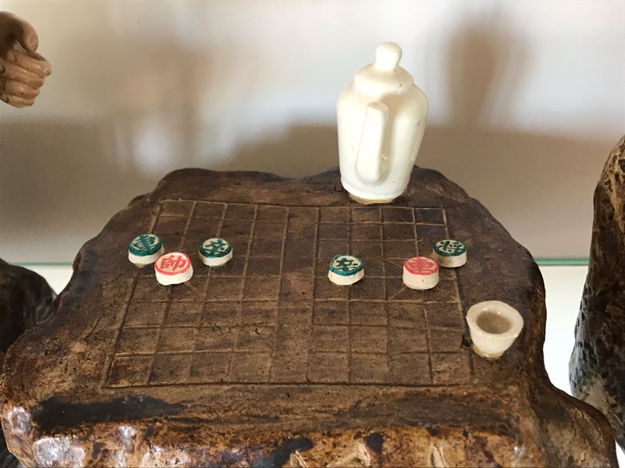 Vintage Chinese Mudmen Figurines Signed 8H - 3 Figurines Total [Photo 4]