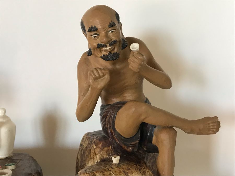 Vintage Chinese Mudmen Figurines Signed 8H - 3 Figurines Total [Photo 11]