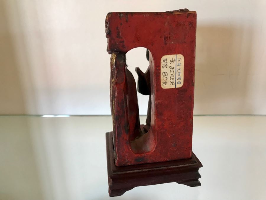 Vintage Wooden Carved Chinese Sculpture Seal With Stand 2.75W X 5H [Photo 8]