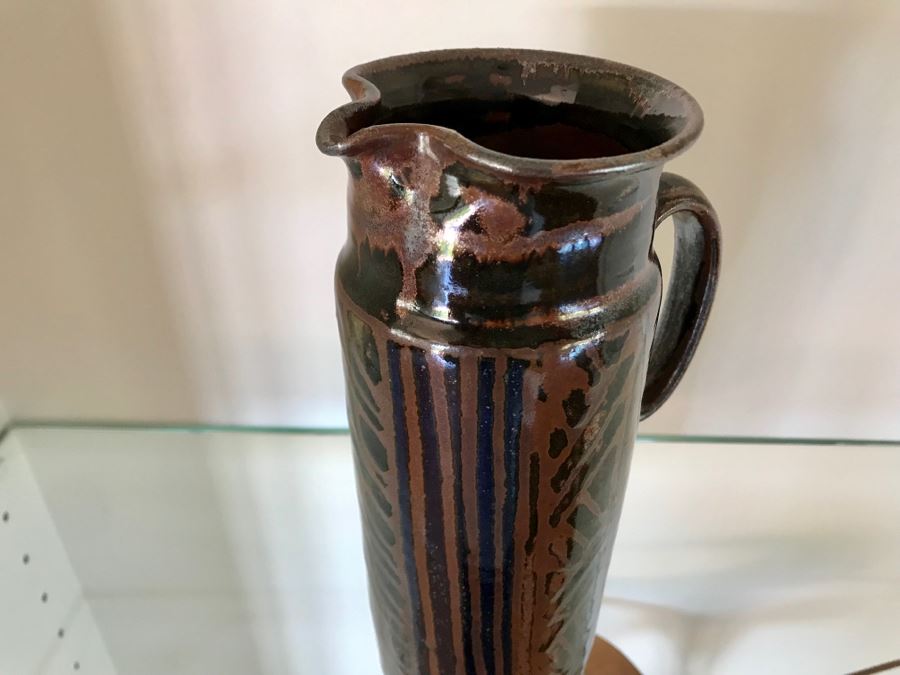 Signed Art Pottery Pitcher With Handle [Photo 3]