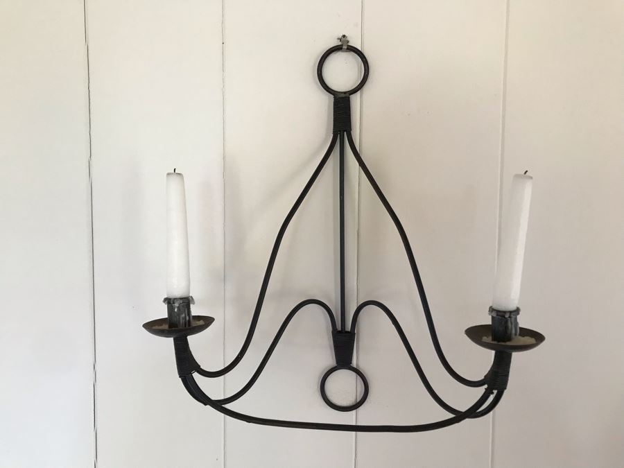 Pair Of Wrought Iron Wall Sconces 14W X 18H [Photo 2]
