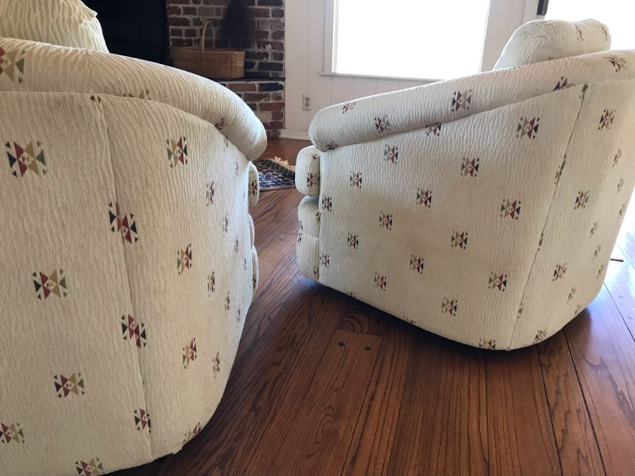Pair Of Nicely Upholstered Swivel Armchairs [Photo 6]