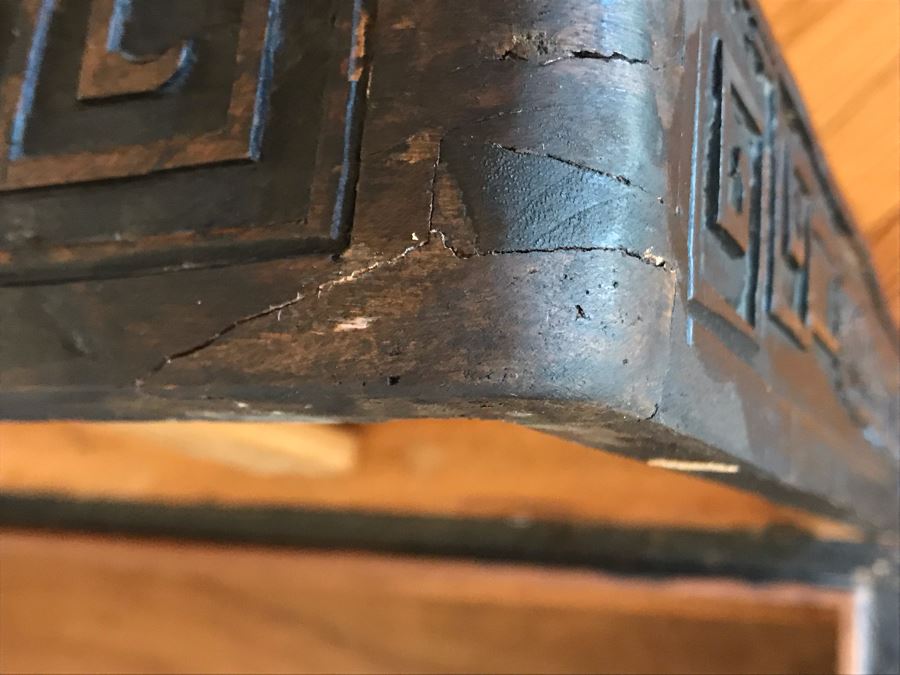 Vintage Chinese Relief Carved Wooden Chest Trunk 36W X 16D X 20H [Photo 14]