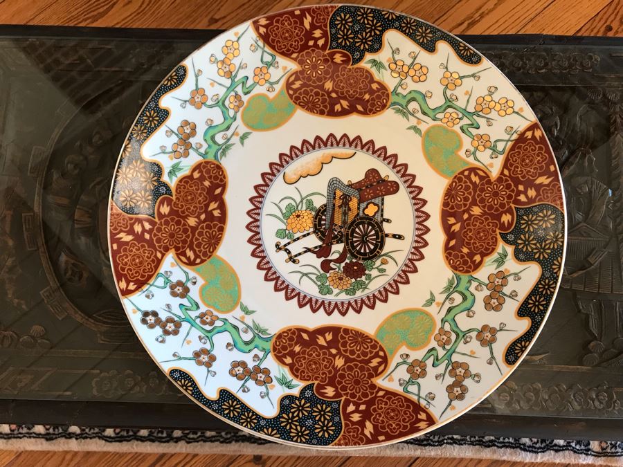 Large 16' Japanese Imari Charger Plate Signed