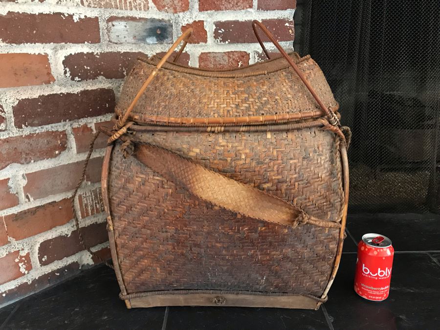 Vintage Chinese Handled Basket 19W X 13D X 22H [Photo 2]