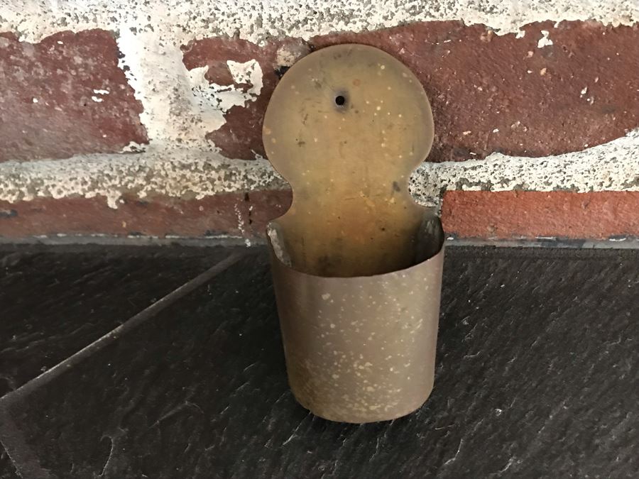 JUST ADDED - Old Stick Broom, Metal Cross Wall Hook, Old Cast Iron Tongs And Brass Wall Holder [Photo 7]