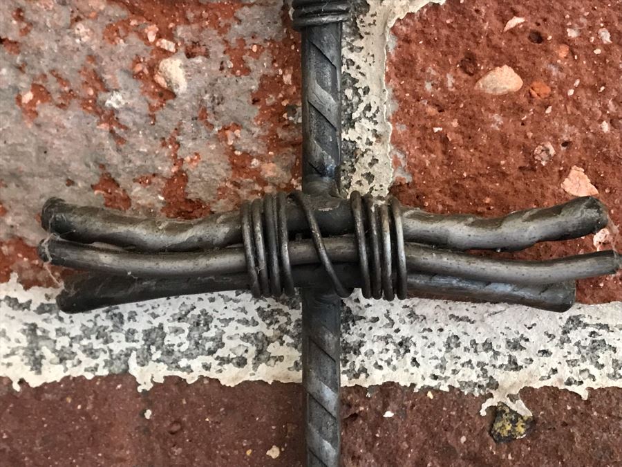 JUST ADDED - Old Stick Broom, Metal Cross Wall Hook, Old Cast Iron Tongs And Brass Wall Holder [Photo 6]