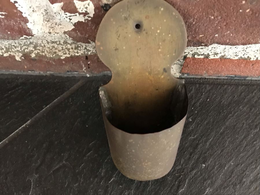 JUST ADDED - Old Stick Broom, Metal Cross Wall Hook, Old Cast Iron Tongs And Brass Wall Holder [Photo 8]