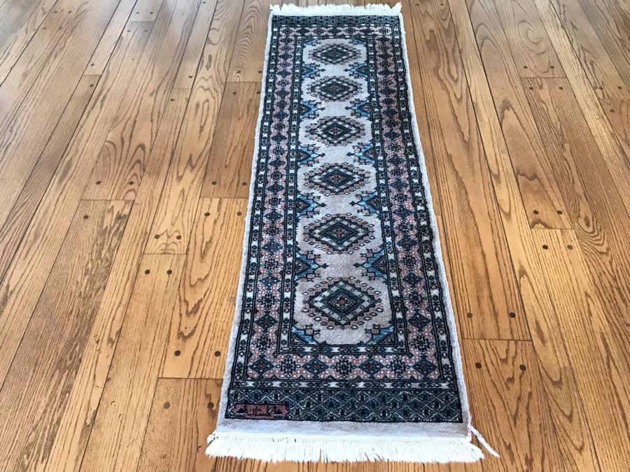 Signed Hand Knotted Wool Persian Runner Rug 24 X 80 [Photo 2]