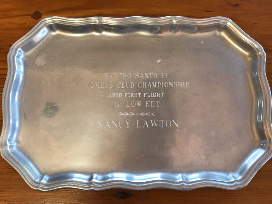 Engraved Rancho Santa Fe Tournament Wilton Columbia Pewter Tray 13 X 9 [Photo 1]