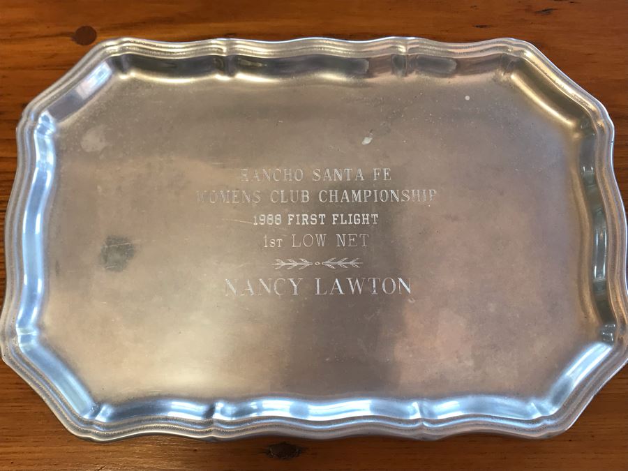 Engraved Rancho Santa Fe Tournament Wilton Columbia Pewter Tray 13 X 9