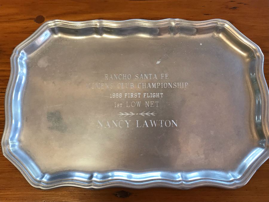 Engraved Rancho Santa Fe Tournament Wilton Columbia Pewter Tray 13 X 9 [Photo 2]