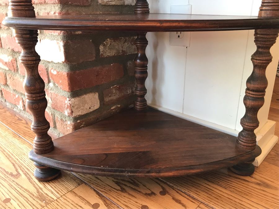 Vintage Wooden Corner Etagere Curio Shelf With 5 Shelves 16W X 53H [Photo 4]