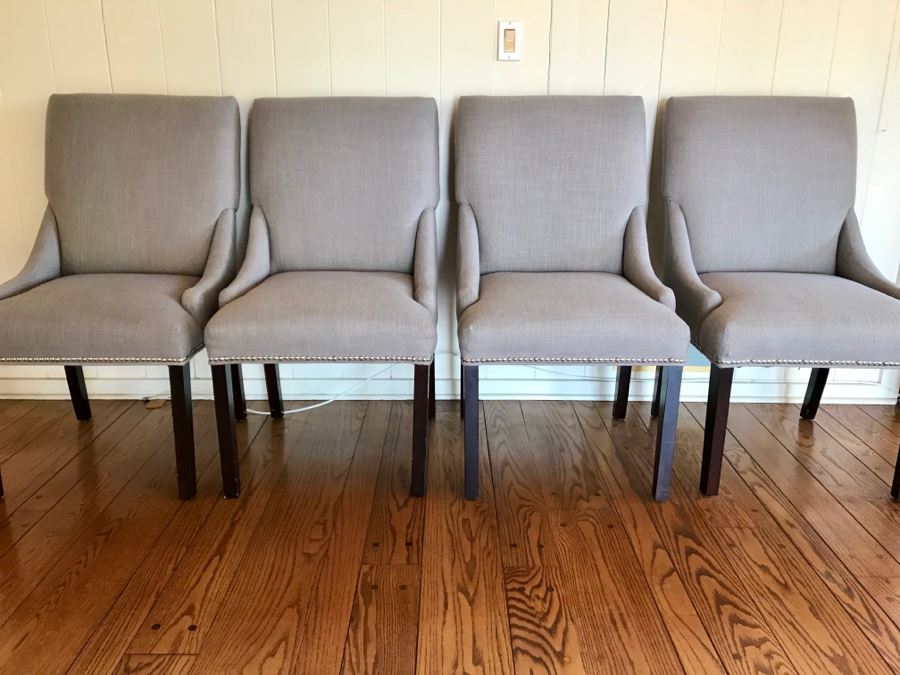 Set Of (4) Modern Dining Chairs With Silver Nailheads [Photo 1]