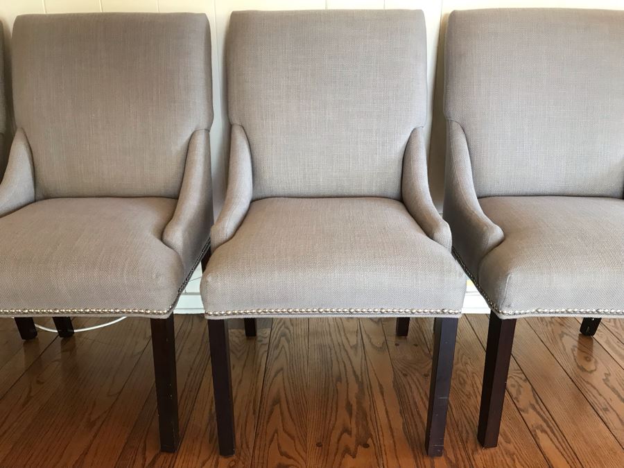 Set Of (4) Modern Dining Chairs With Silver Nailheads [Photo 4]