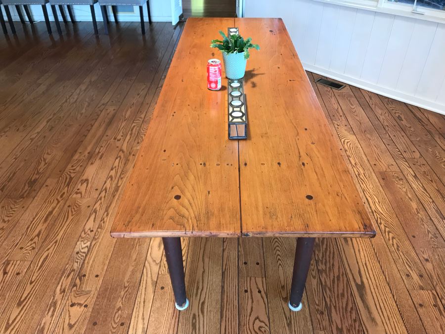 Antique 2-Plank Wooden Dining Table 84W X 27D X 29.5H [Photo 5]