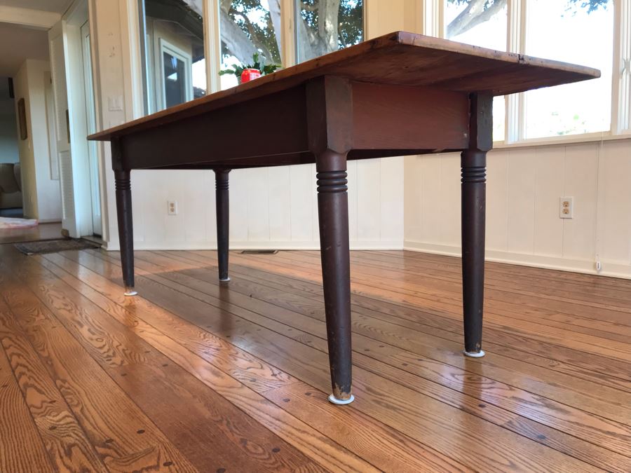 Antique 2-Plank Wooden Dining Table 84W X 27D X 29.5H [Photo 7]